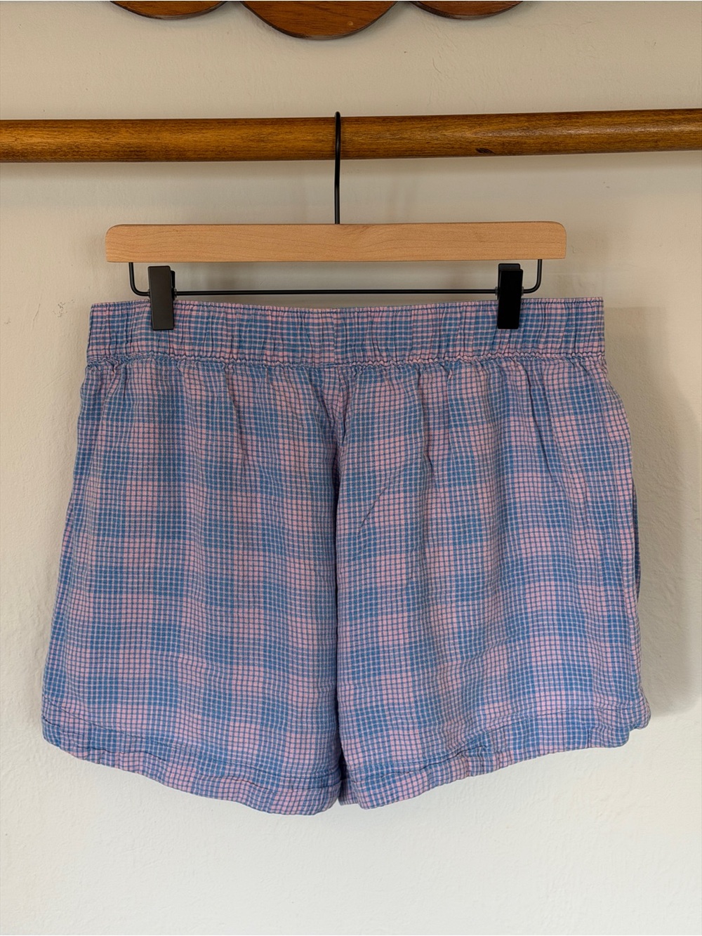 Patagonia Pink & Blue Checked Elastic-Waist Women's Shorts